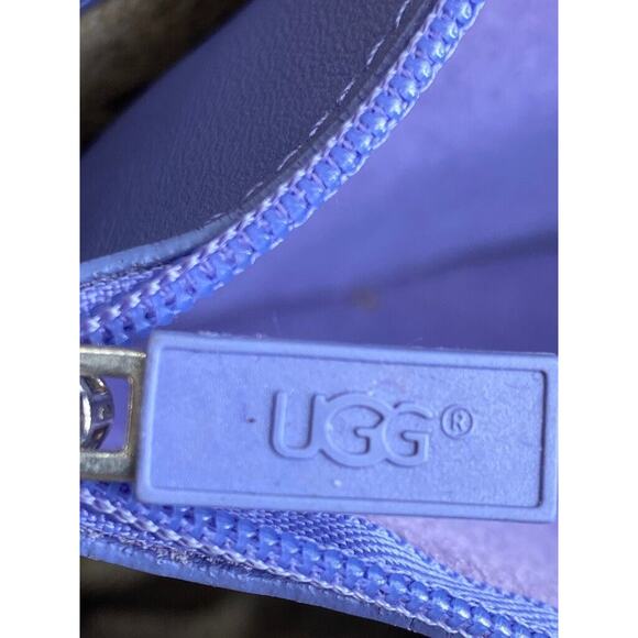 Ugg Australia Tote Womens Leather Canvas Khaki Purple Grab Shopping Bag Purse - Picture 8 of 14